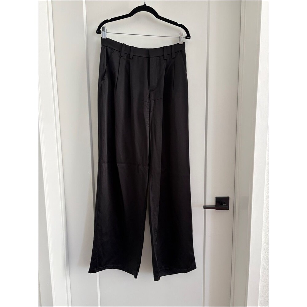 SPRWMN Black Silk Pleated Trousers